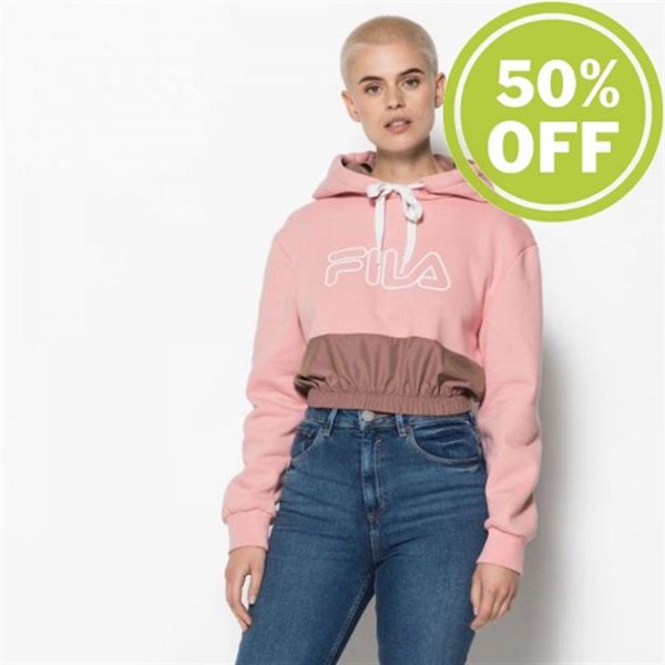 Moletons Fila Mulher Rosa Cinzentas/Marrom - Fila Dora Crop Hoodie Cropped, Er With Elastic Band On